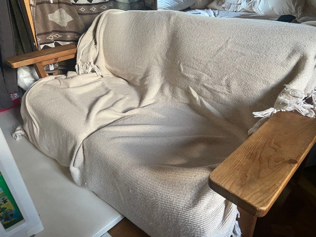 【値下げ】2人掛けソファ　無垢材　サダモクデザイン　ヴィンテージ