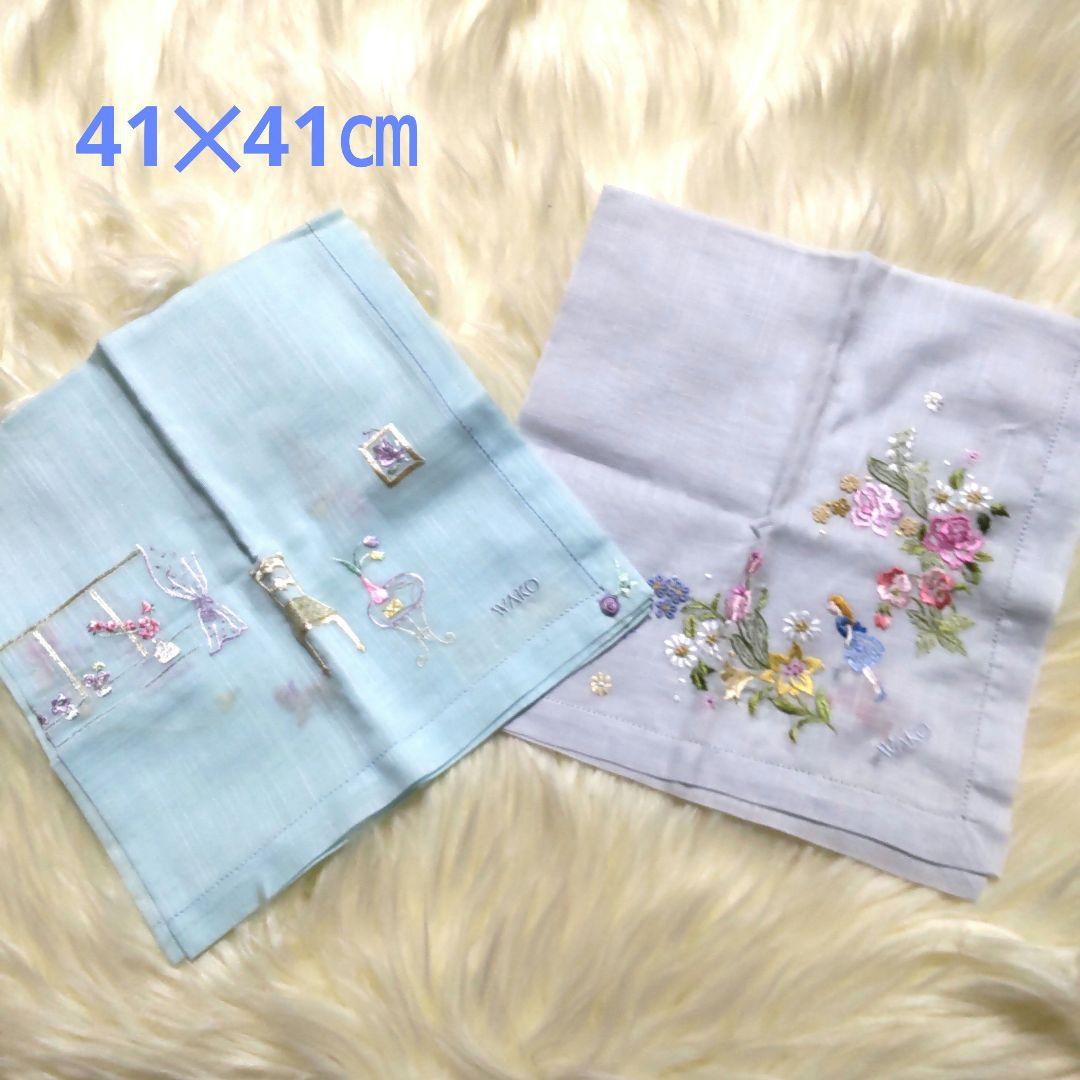 未使用 WAKO 手刺繍 ハンカチ　銀座　和光　ハンカチ✕２種