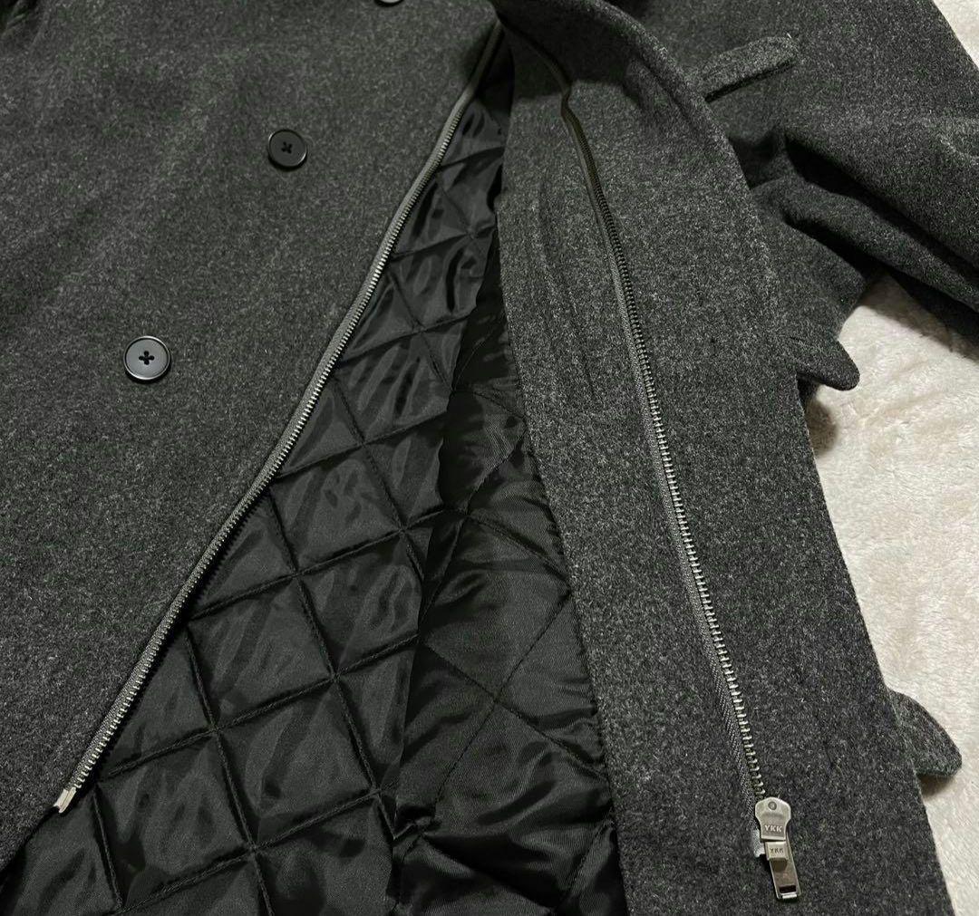 ラコステ 2way 中綿 ダッフルコート ロング グレー ウール LACOSTE