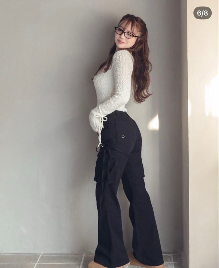 ANDMARY Heart point cargo pants ブラック