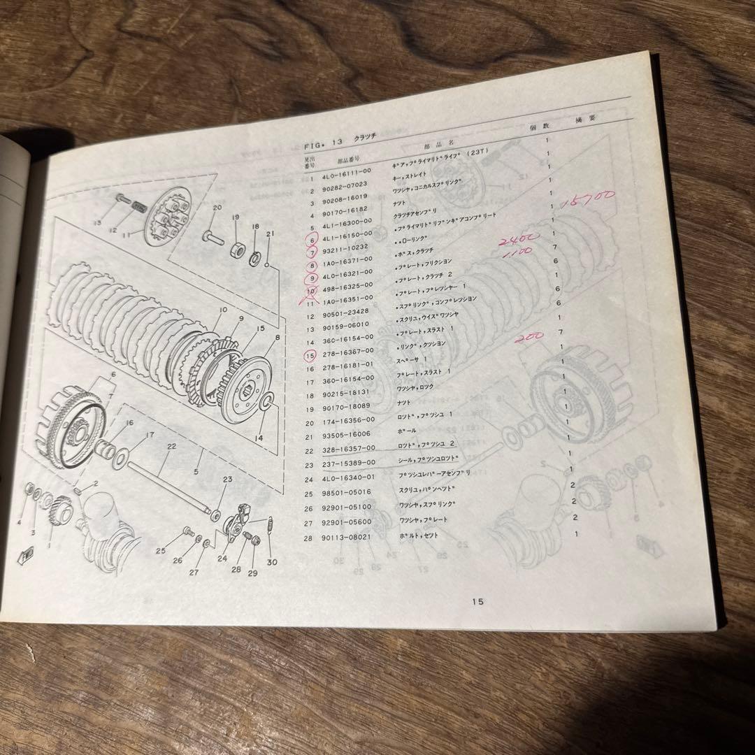 YAMAHA RZ 250 サービスマニュアル パーツリスト セット