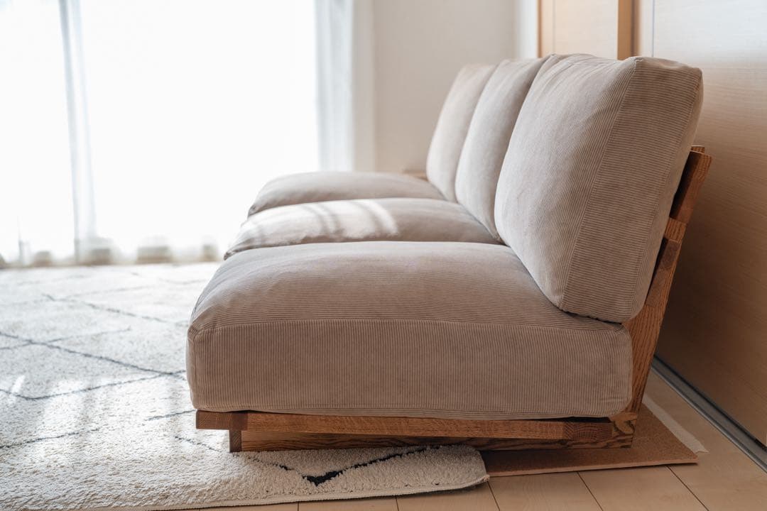 【コリキ】MOMO NATURAL/クラウドローソファ3P/オットマン別売