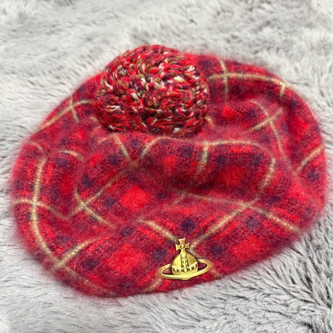 Vivienne Westwood 赤系チェック ベレー帽