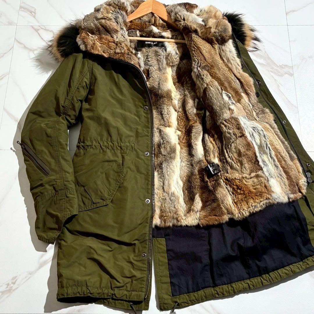 【美品】シェラック モッズコート ラビットファーライナー ラクーン 4way