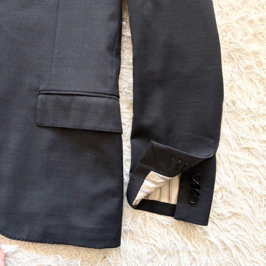 <最新ピン付>LARDINI 新ロゴ ダークグレー ウール スーツ 48