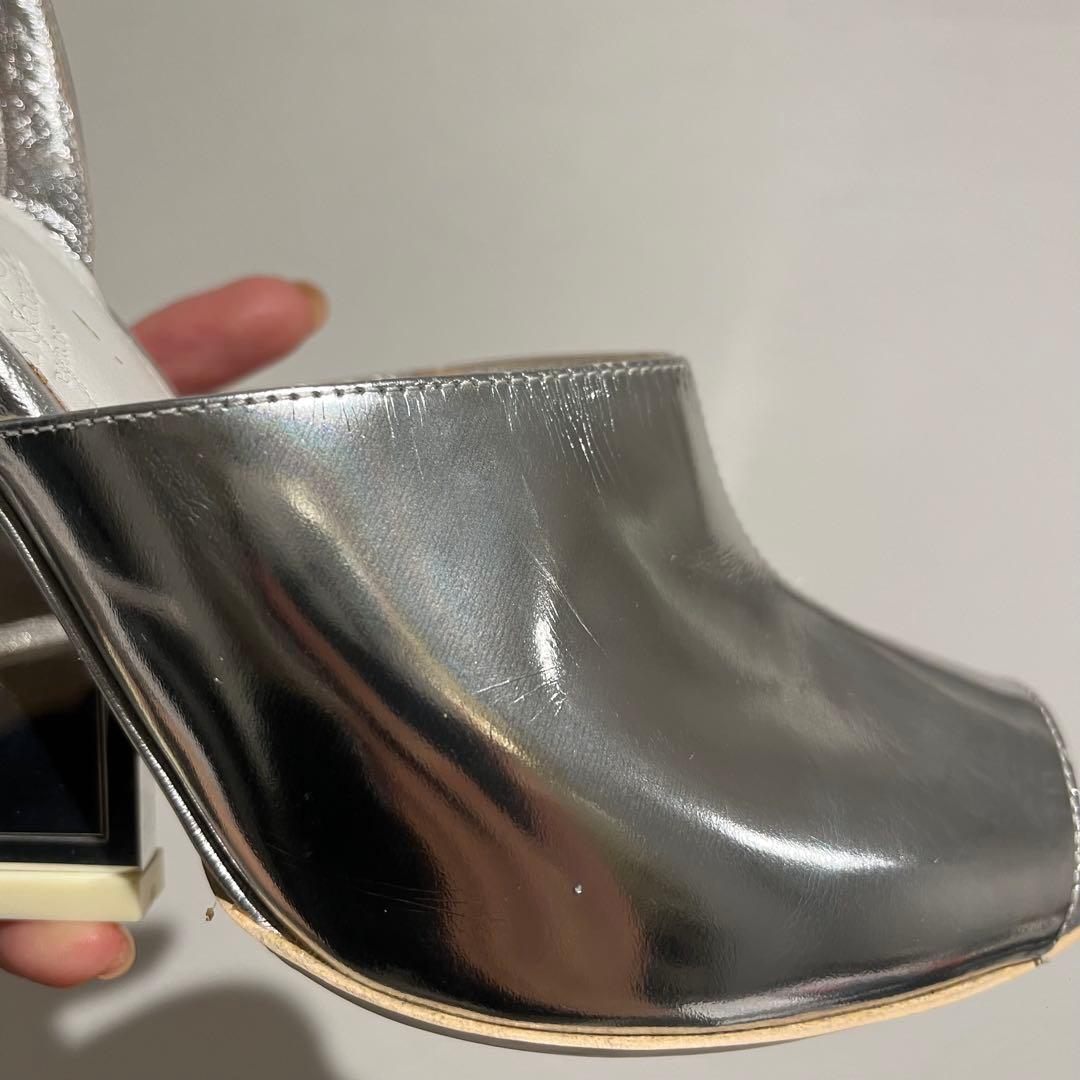 美品 Maison Margiela マルジェラ シルバーオープントゥサンダル