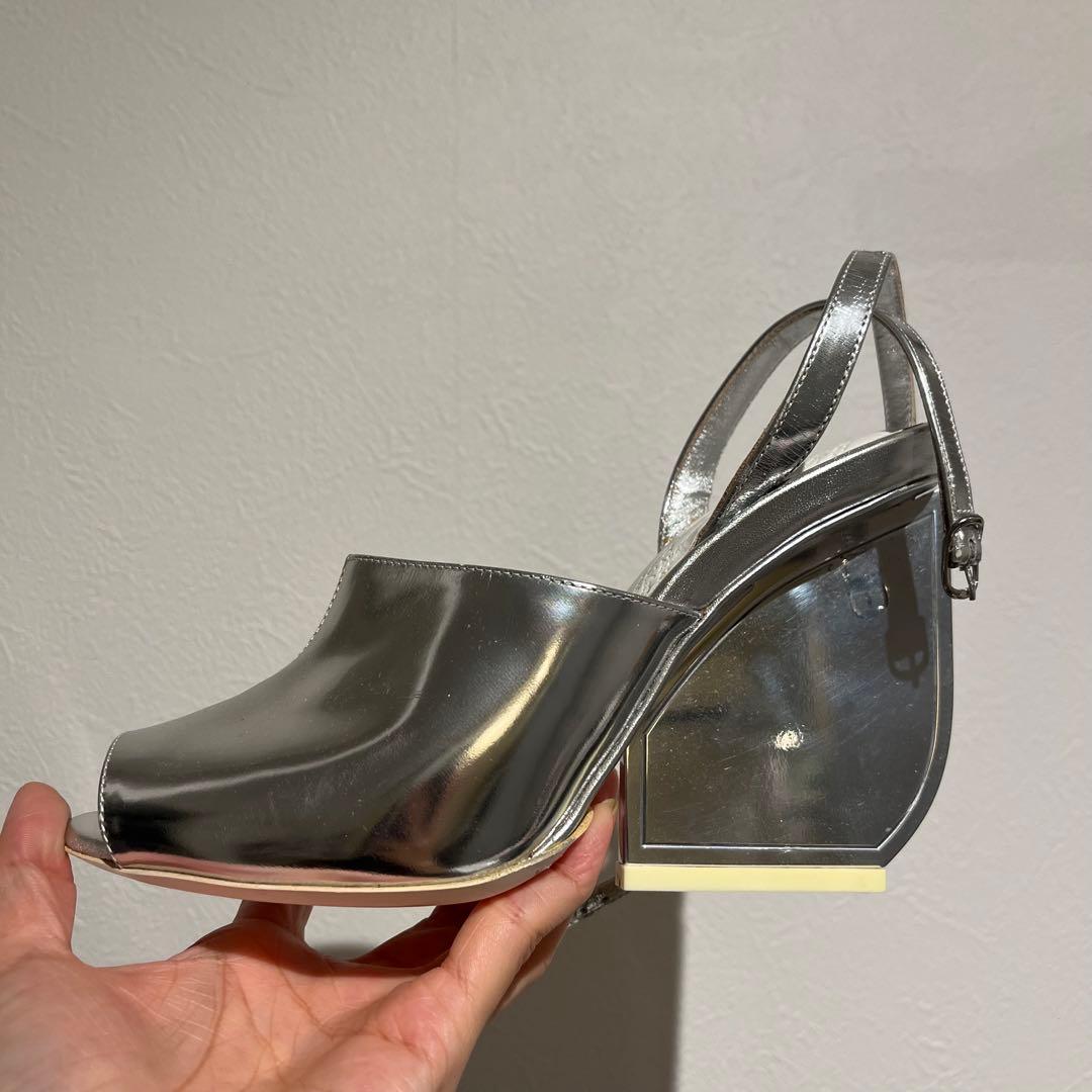 美品 Maison Margiela マルジェラ シルバーオープントゥサンダル