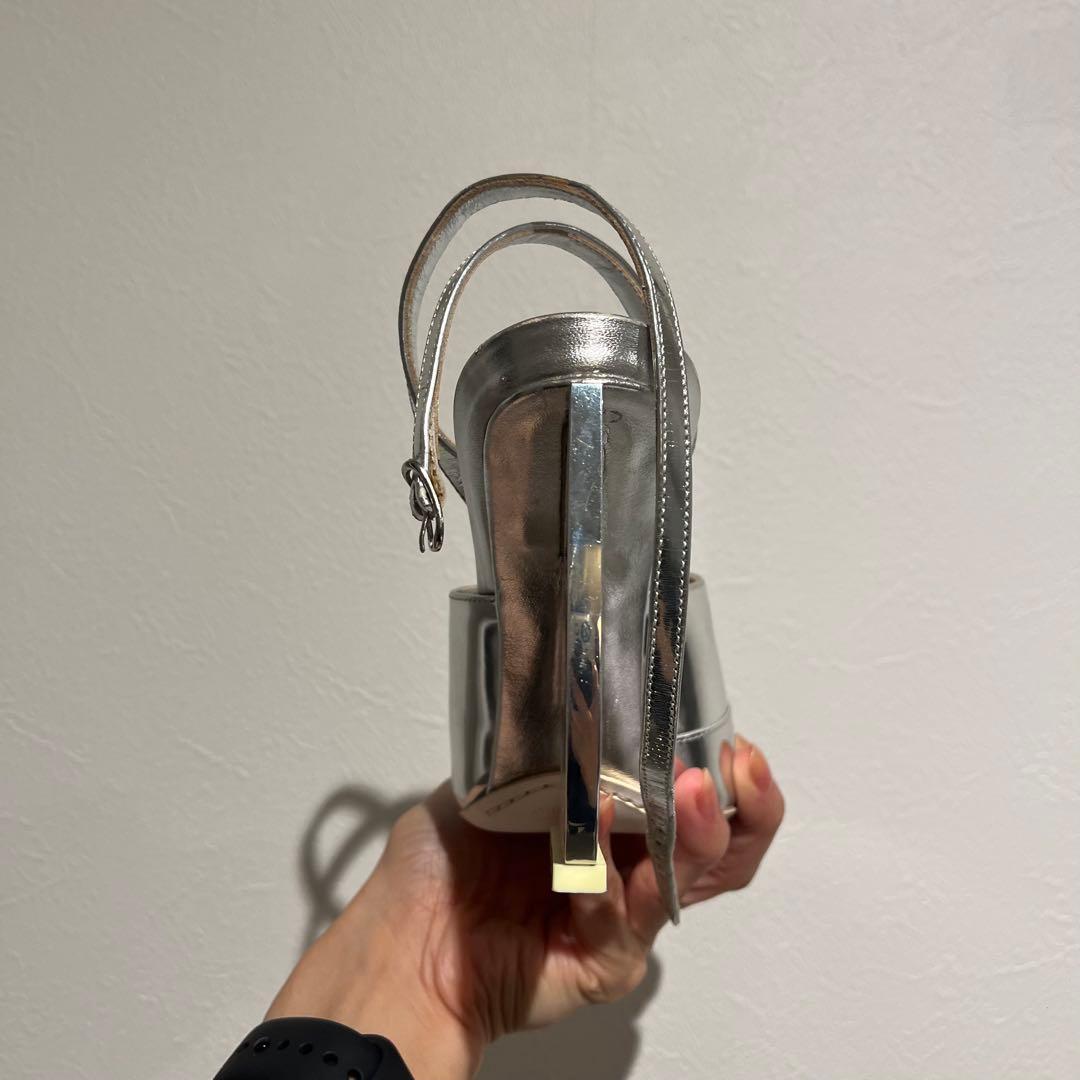 美品 Maison Margiela マルジェラ シルバーオープントゥサンダル