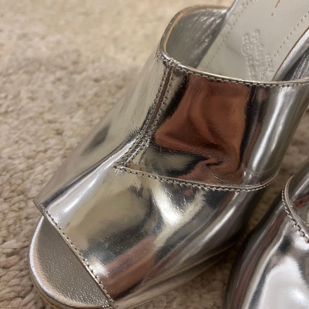 美品 Maison Margiela マルジェラ シルバーオープントゥサンダル