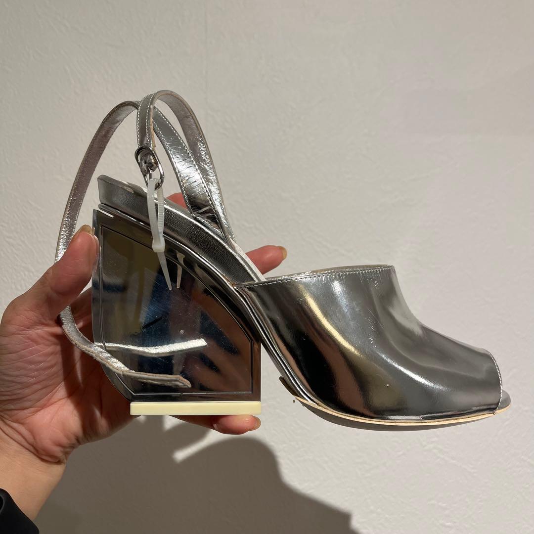 美品 Maison Margiela マルジェラ シルバーオープントゥサンダル