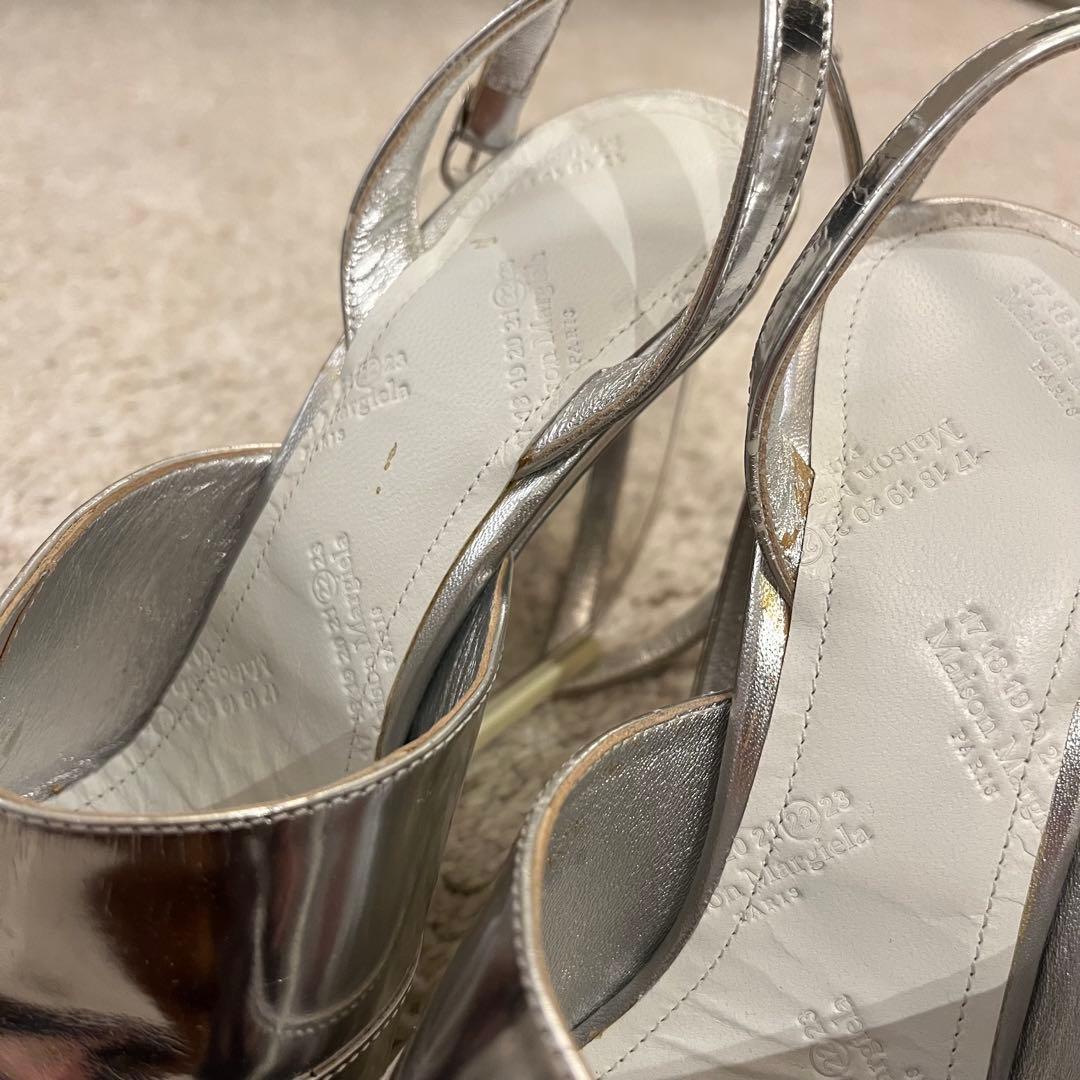 美品 Maison Margiela マルジェラ シルバーオープントゥサンダル