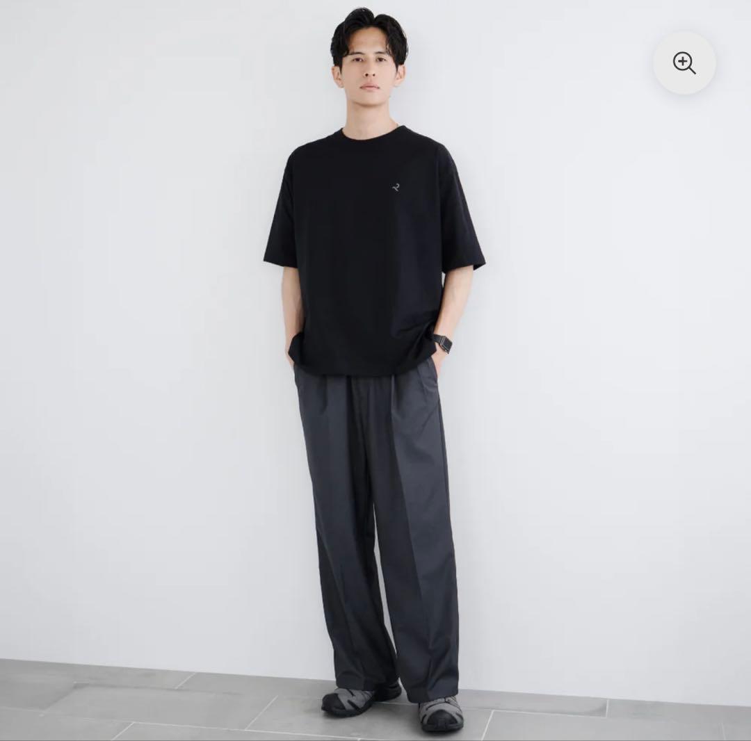 retouch 2Tuck Wide Slacks-gray- Lサイズ