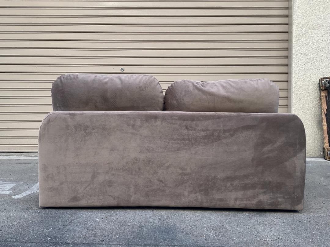 A481◆LOWYA ベルベット調 2人掛けソファ フロアソファ ローソファ