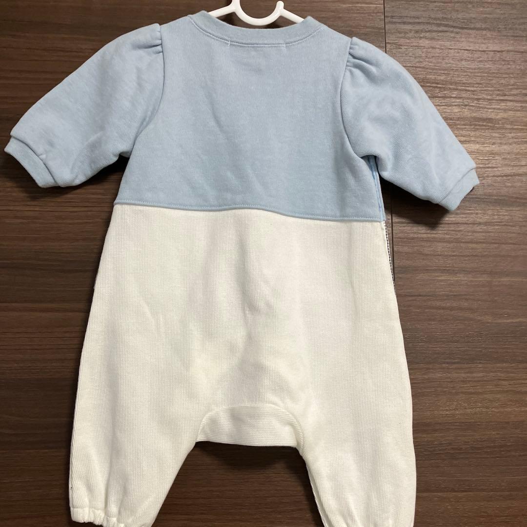 familiar 水色 白 ロンパース 60