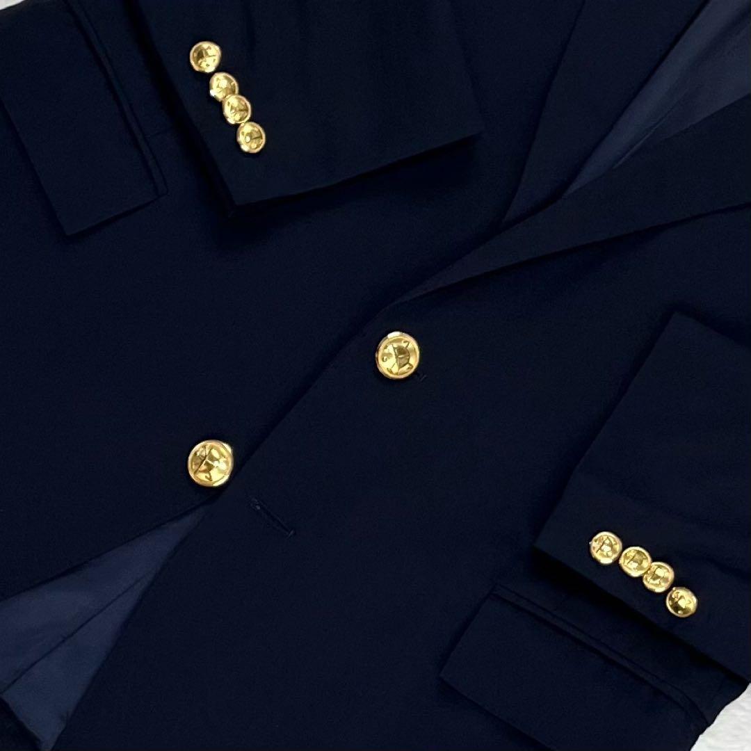 極希少 スペイン製 ポロ ラルフローレン 紺ブレ ヘルメットロゴ 金ボタン 42