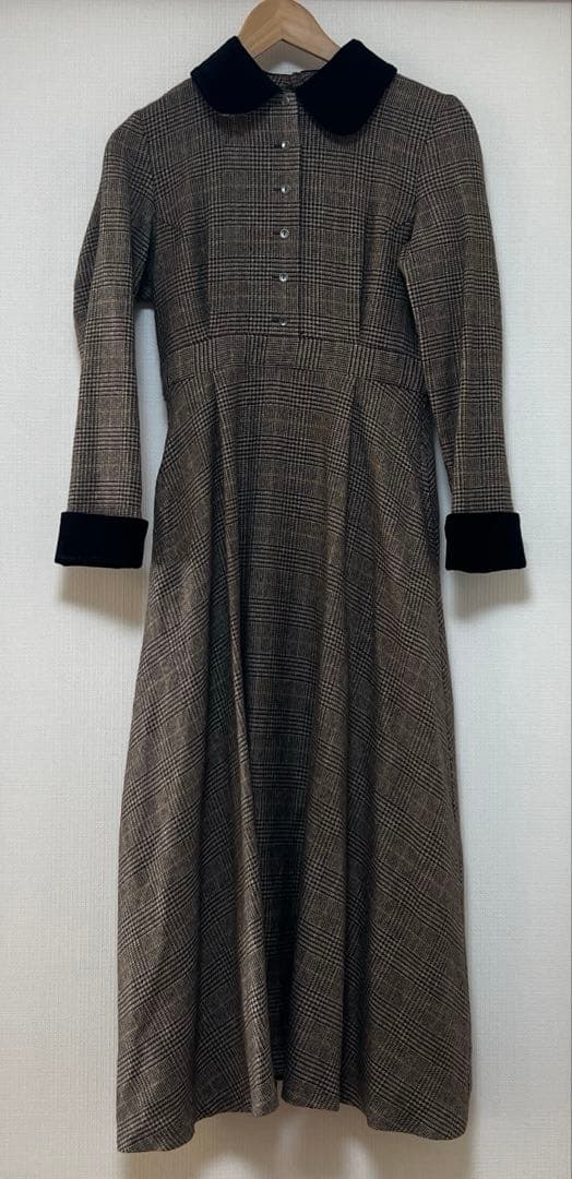 foufou グレンチェック ラウンドカラーワンピース
