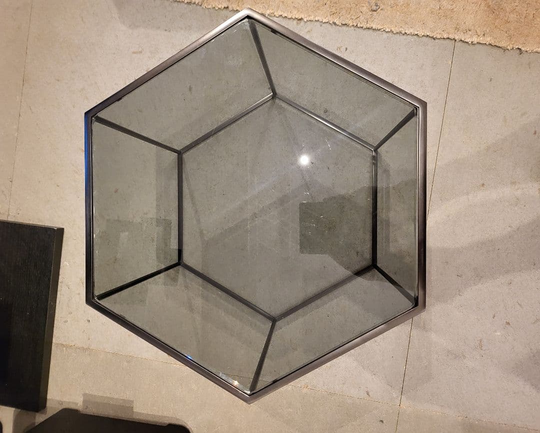 中古品 カッシーナイクスシー ヘキサゴン トリス サイドテーブル ガラス