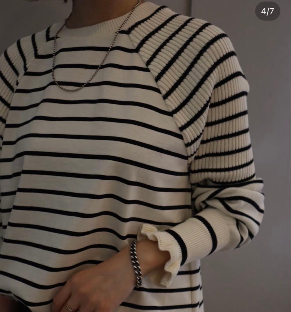 美品　MACHATT ボーダードッキングプルオーバー