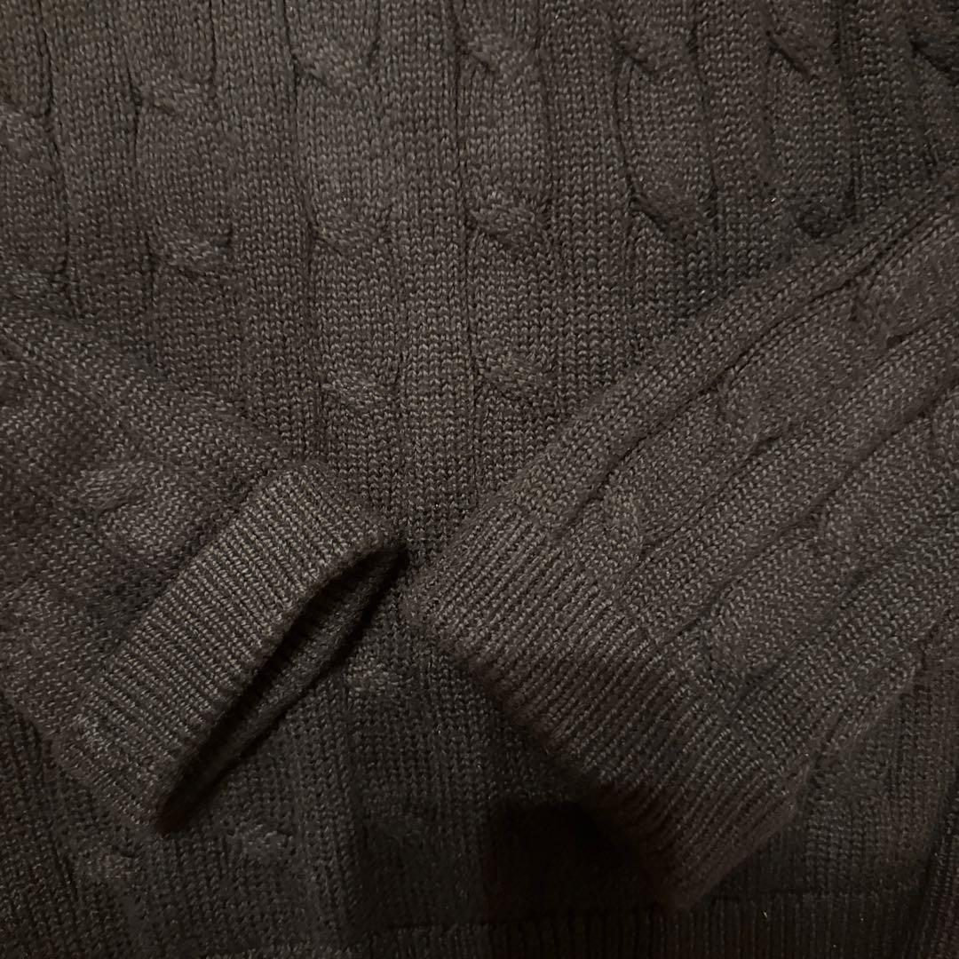 現行　ポロラルフローレン ハーフジップ ケーブルニット　黒ブラック