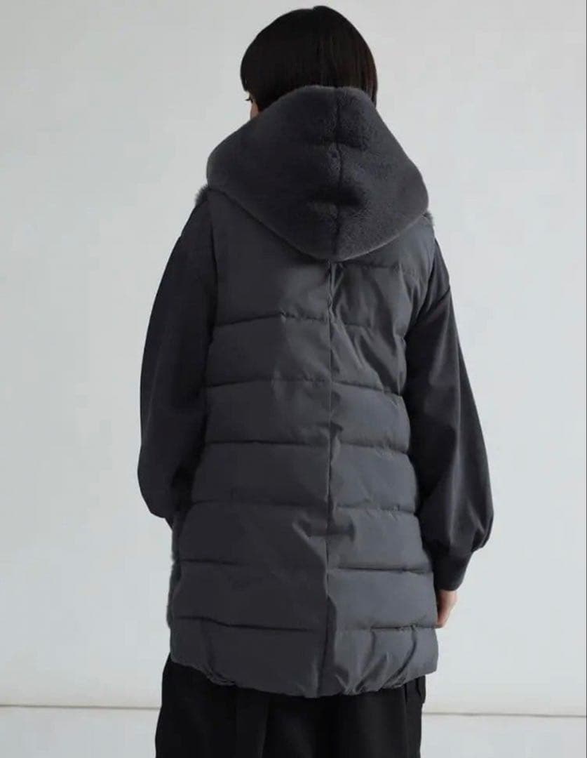 試着のみ☆Aga エコファーベスト　ブラック　9号　ヤマダヤ　ジレ　フード　ファ