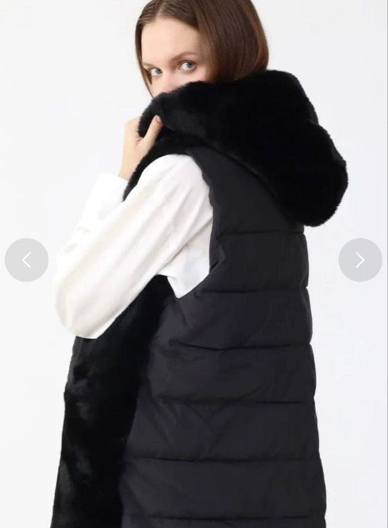 試着のみ☆Aga エコファーベスト　ブラック　9号　ヤマダヤ　ジレ　フード　ファ