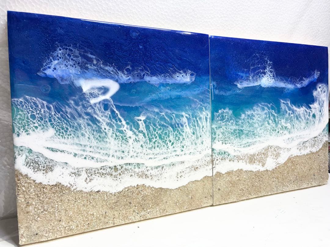 オーシャンアート　別々にも飾れる　合わせて横48㎝縦24㎝　壁掛け金具付き