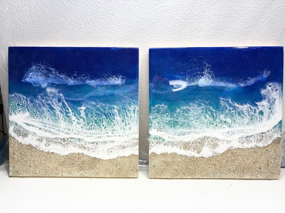 オーシャンアート　別々にも飾れる　合わせて横48㎝縦24㎝　壁掛け金具付き