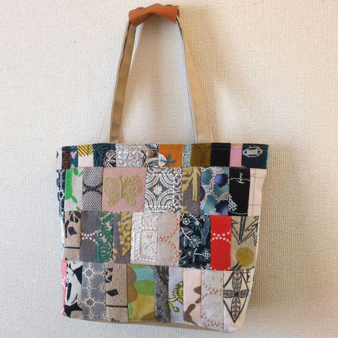 大きなパッチワークトートバッグ＊ミナペルホネン