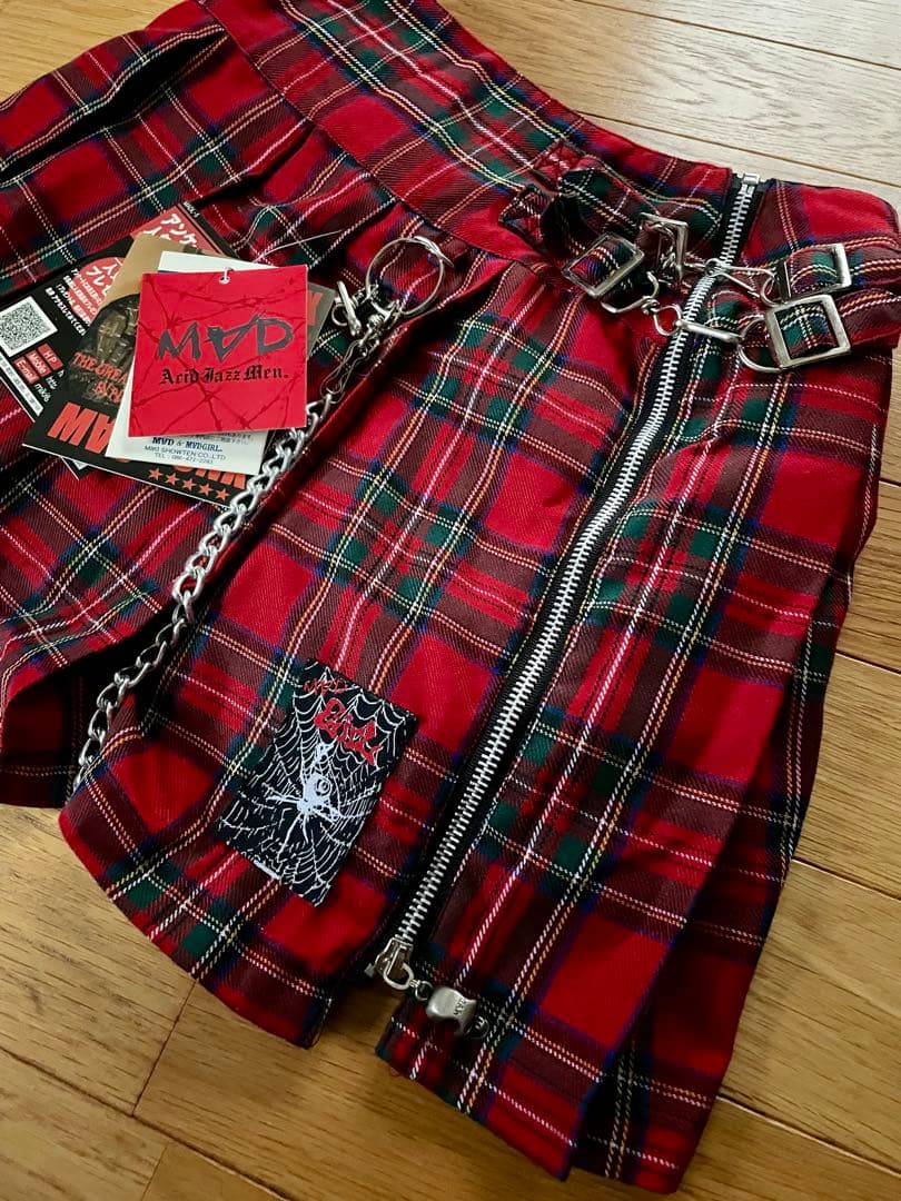 MAD PUNKS 赤チェック柄ミニスカート Sサイズ タグ付き