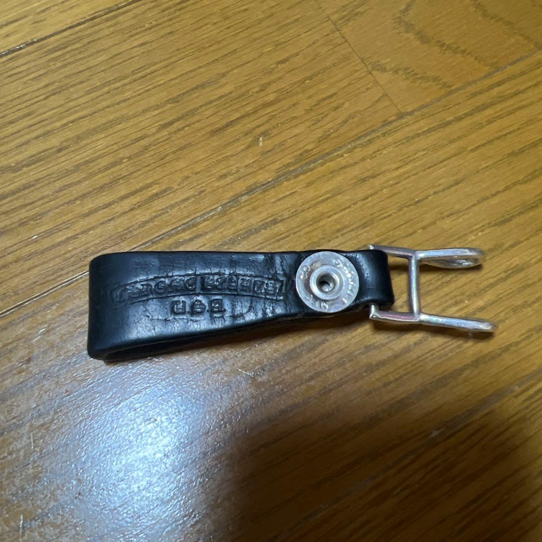 クロムハーツブラックレザーキーホルダー フック付き