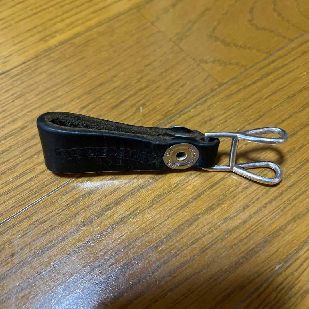 クロムハーツブラックレザーキーホルダー フック付き