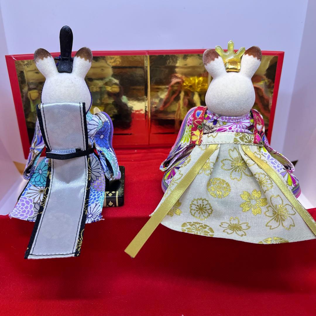 シルバニア　ハンドメイド衣装　雛人形5着セット　男雛女雛　三人官女