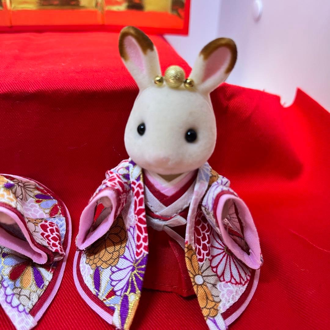 シルバニア　ハンドメイド衣装　雛人形5着セット　男雛女雛　三人官女