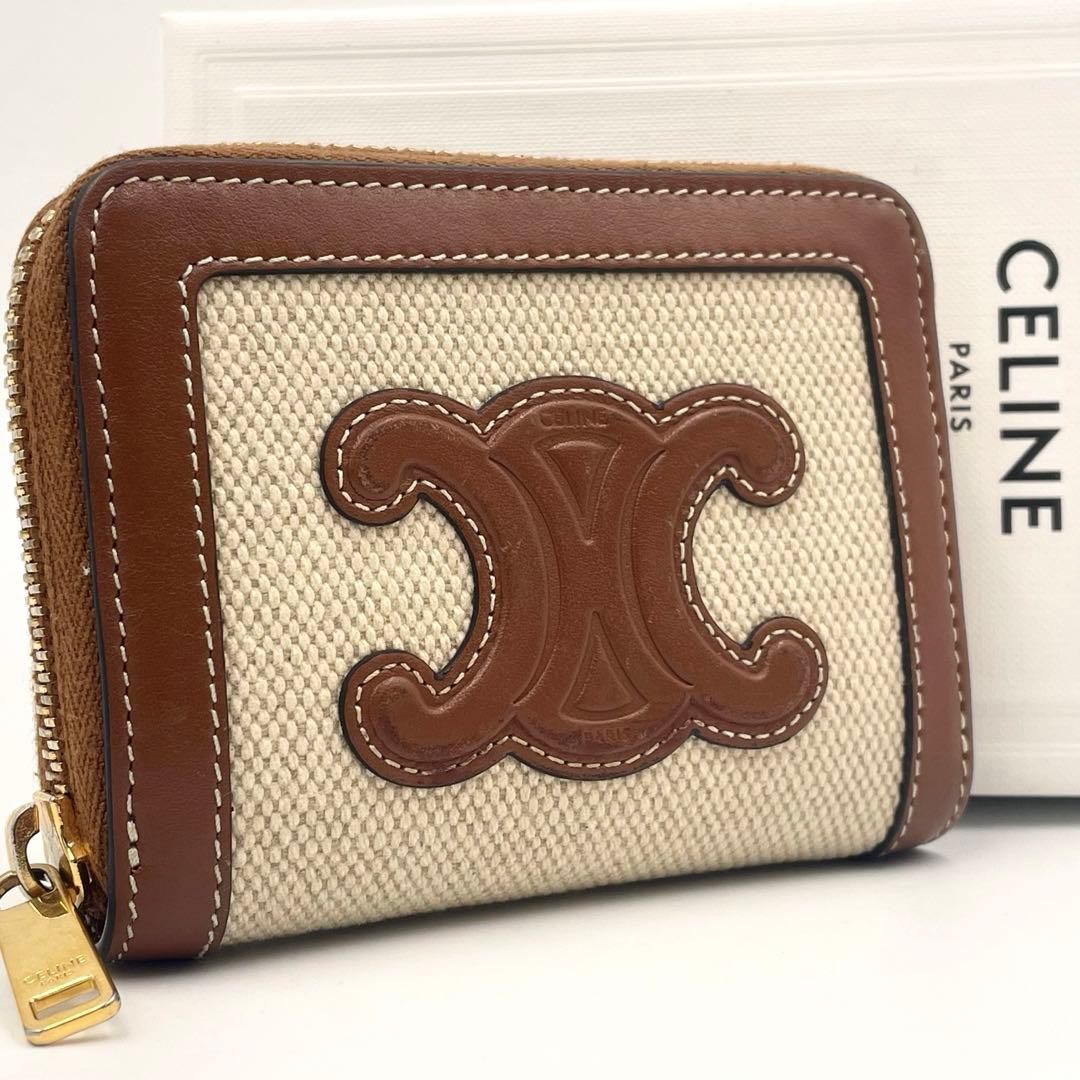 CELINE セリーヌ キュイル トリオンフ コンパクト ジップウォレット箱付き