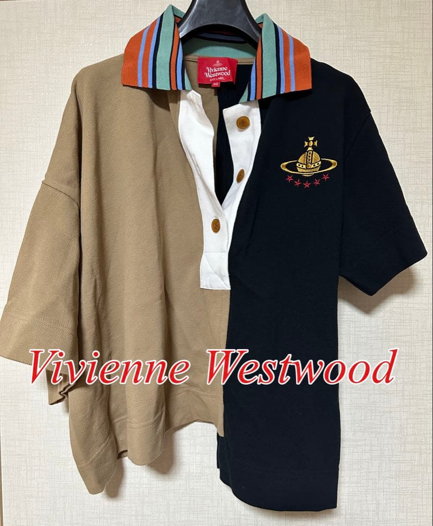 タグ有◆Vivienne Westwood リメイクPOLOトップ オーブ刺繍