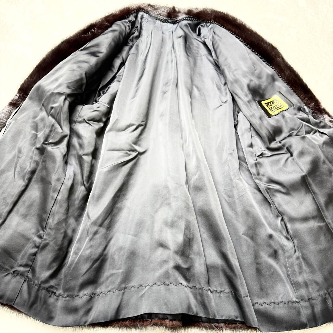 サガミンク 2225 毛皮 リアルファーコート ダークブラウン 金サガ