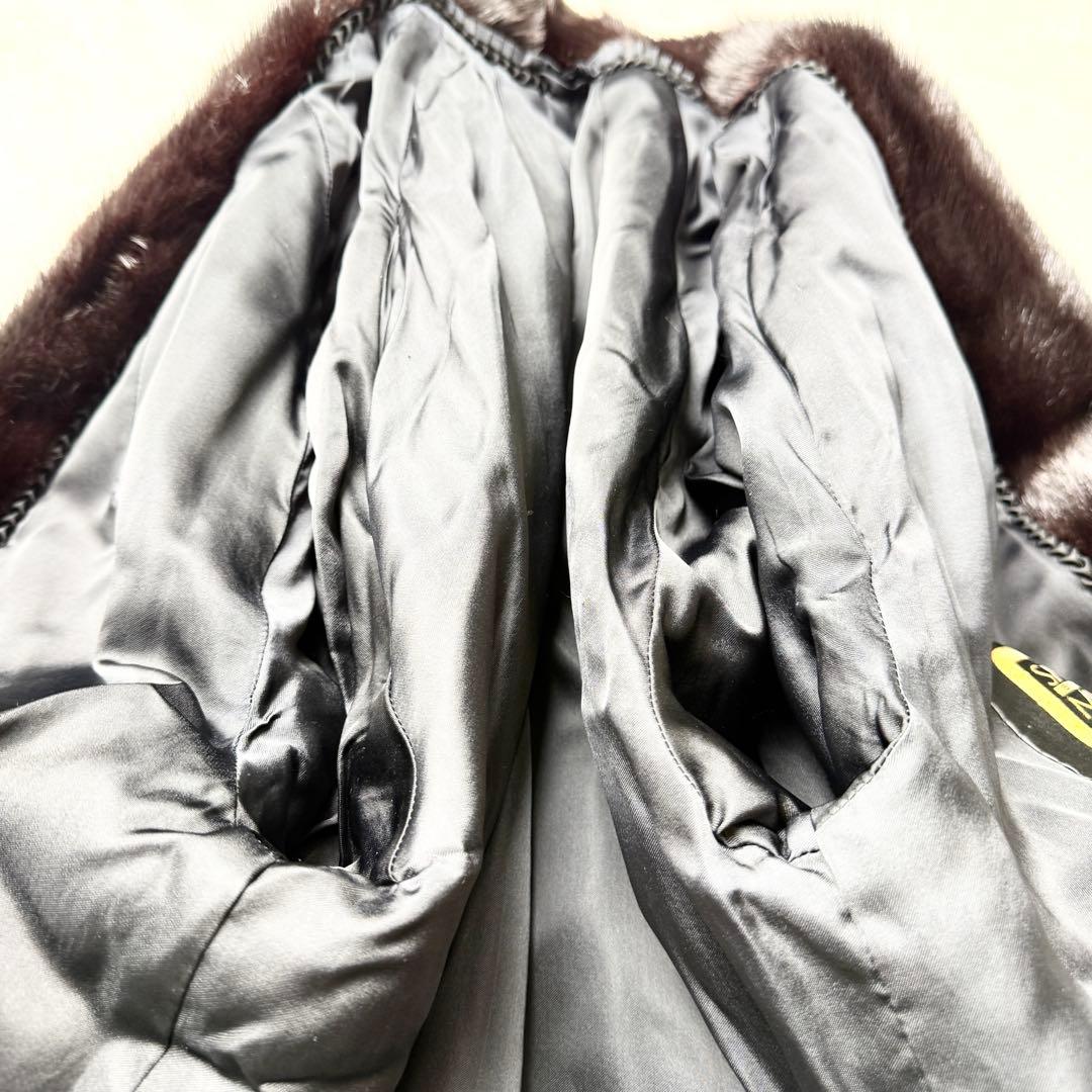 サガミンク 2225 毛皮 リアルファーコート ダークブラウン 金サガ