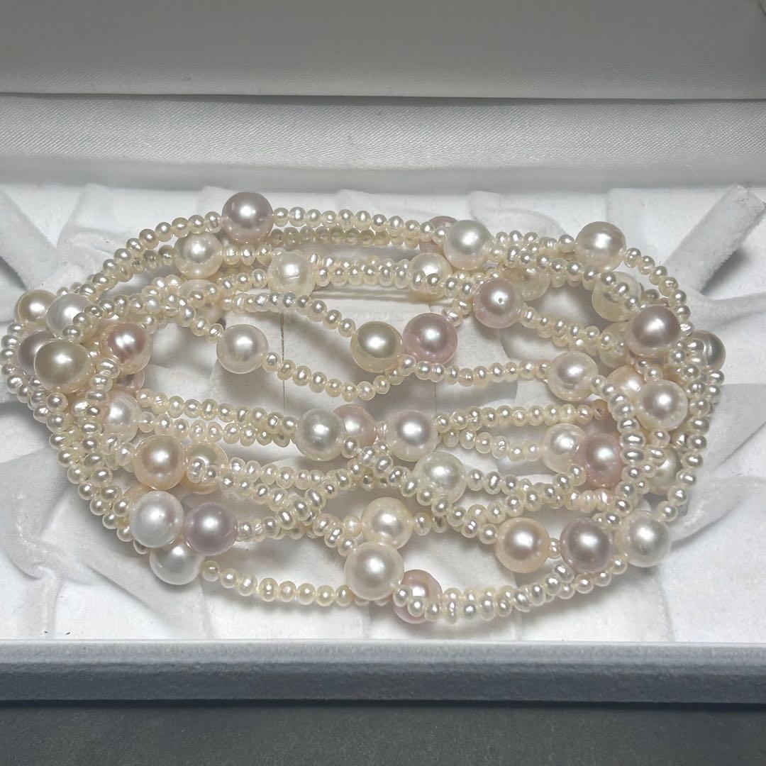 【180cm/テリ◎】本真珠 ネックレス ロング 1連 2連 3連 マルチカラー