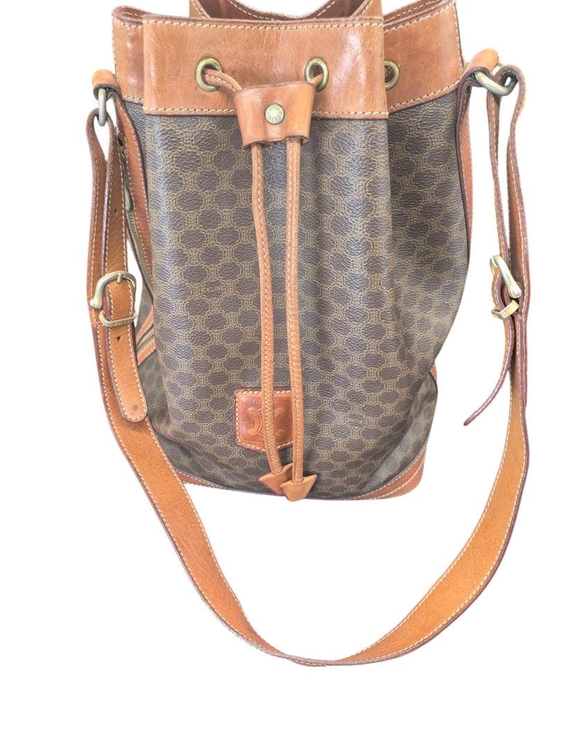 CELINE　セリーヌショルダーバック　巾着型　マカダム柄