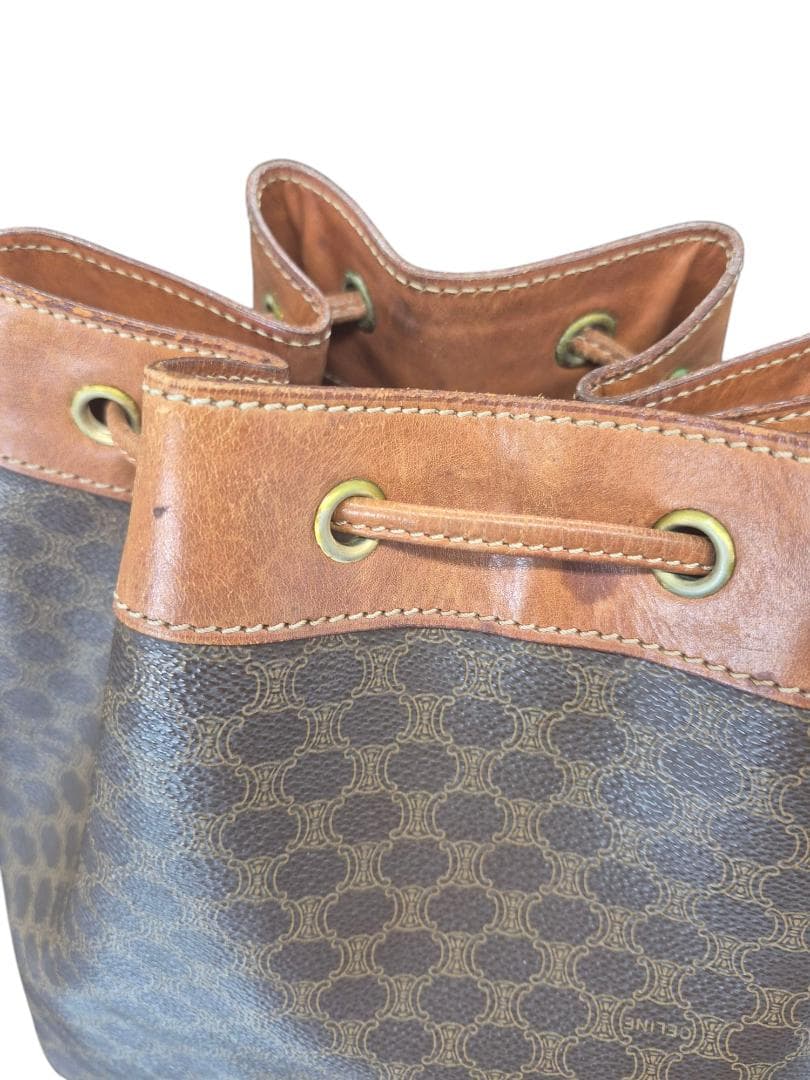 CELINE　セリーヌショルダーバック　巾着型　マカダム柄