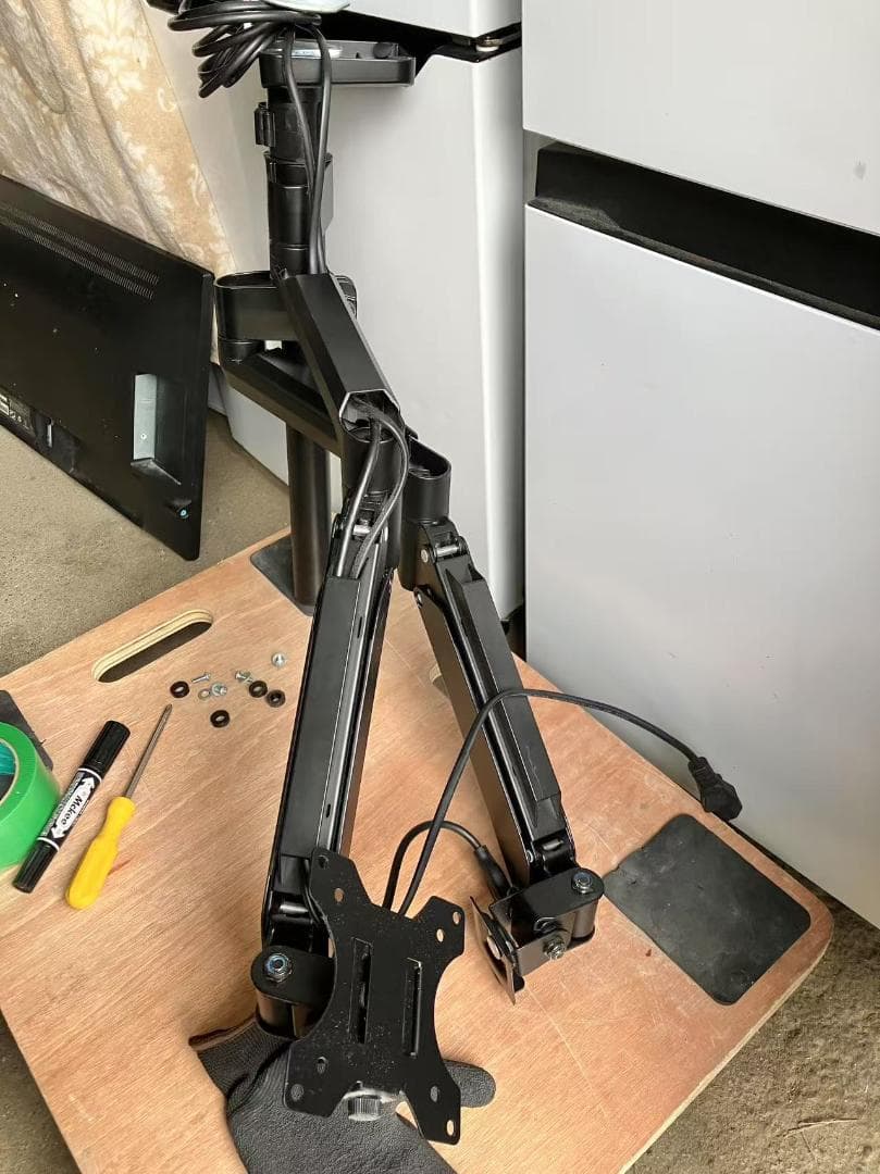 JC106-双 IODATA KH245V ブラック、モニター用ダブルアーム付