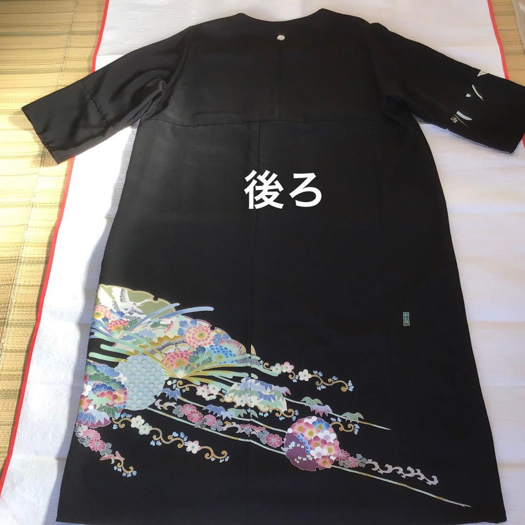 留袖リメイクワンピース❣️着丈123 4L