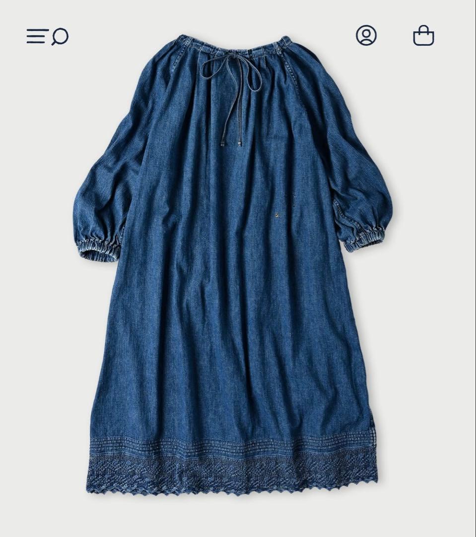 45R 45プチデニム✕レースのタックドレス（加工） ワンピース　2025SS