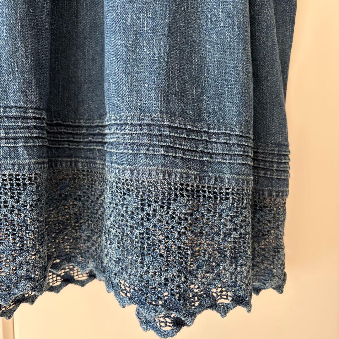 45R 45プチデニム✕レースのタックドレス（加工） ワンピース　2025SS