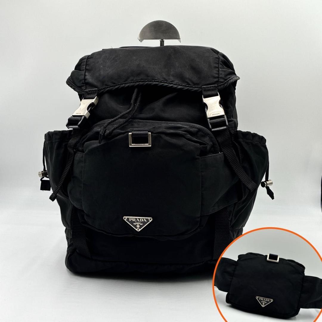 りようた　プラダ バックパック 三角ロゴ ボディバッグ 3WAY ブラック