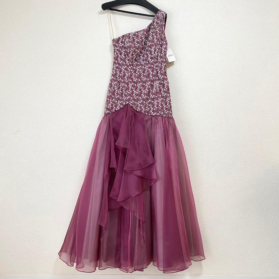 【新品未使用】AIMER ワンショルダー ステージドレス パープル