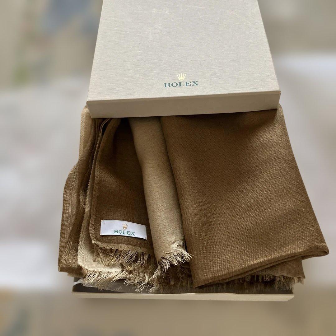 ROLEX ストールカシミア70% シルク30%秋色