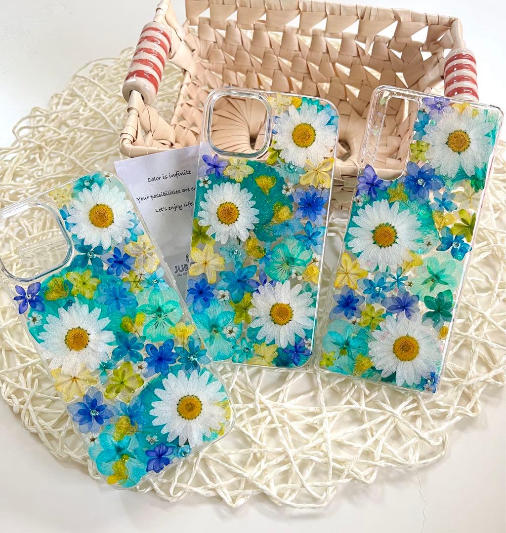 ハンドメイド押し花スマホケース　全機種対応iphone/GALAXY/AQUOS