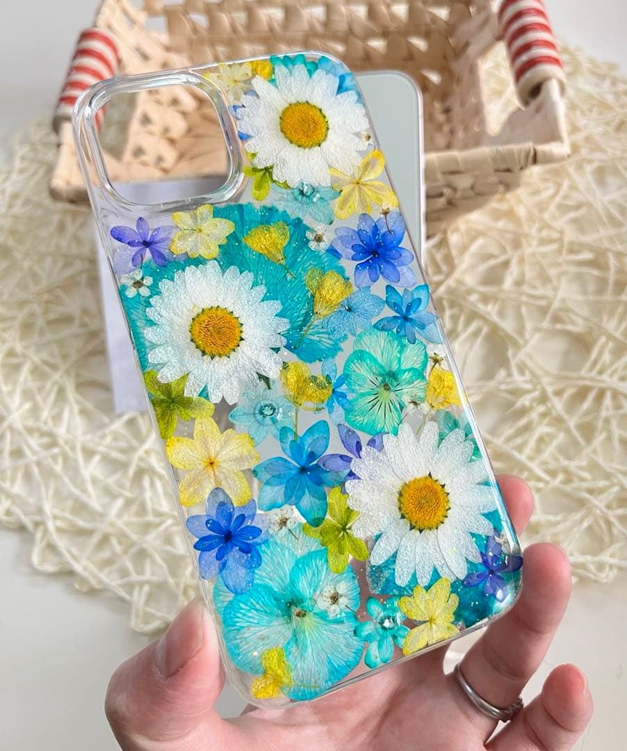 ハンドメイド押し花スマホケース　全機種対応iphone/GALAXY/AQUOS