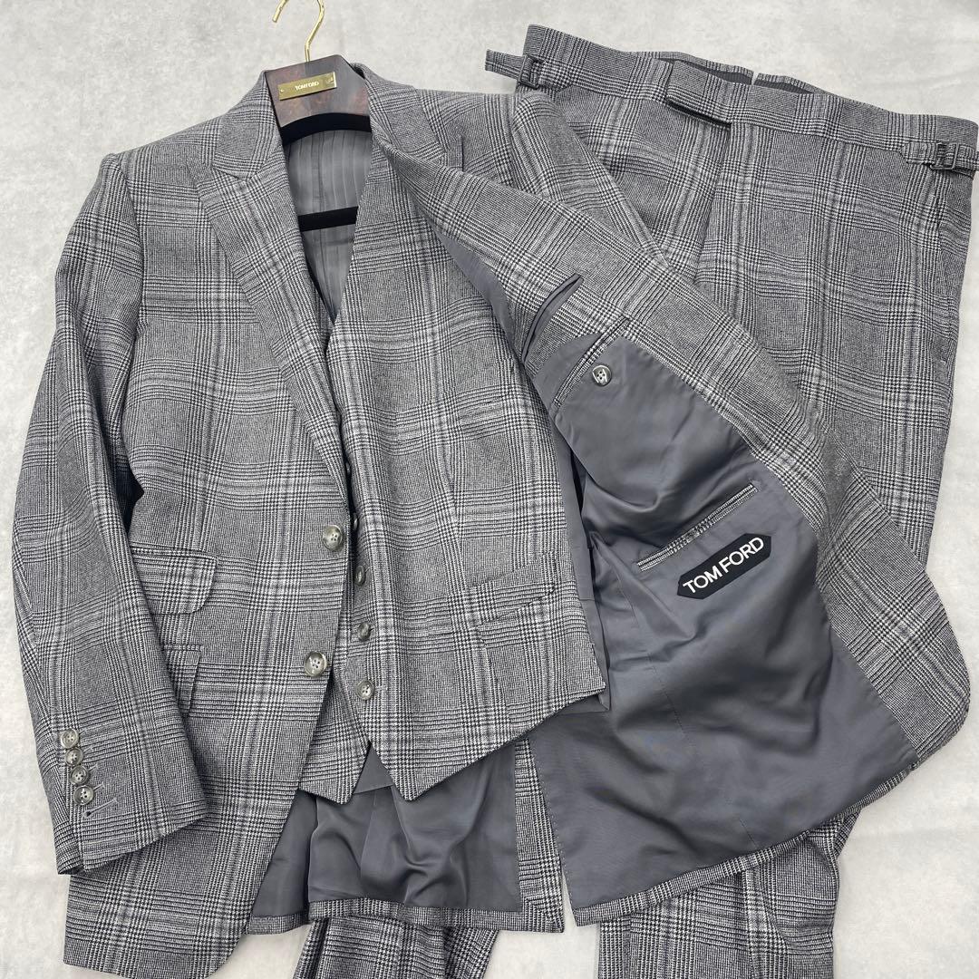 L*9様 TOM FORD FIT-Y 3ピース グレンチェック 純正ハンガー付